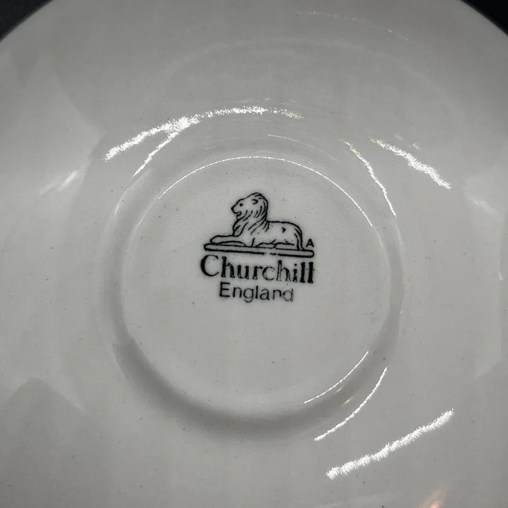 Blue Willow 3 Piece Set-Dinner Plate, Cup and Saucer by Churchill NIB